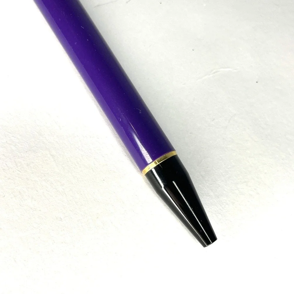 VTG Inoxcrom Pen Ball Point Blue Ink 24k Gold Plated Purple Luxury Pen